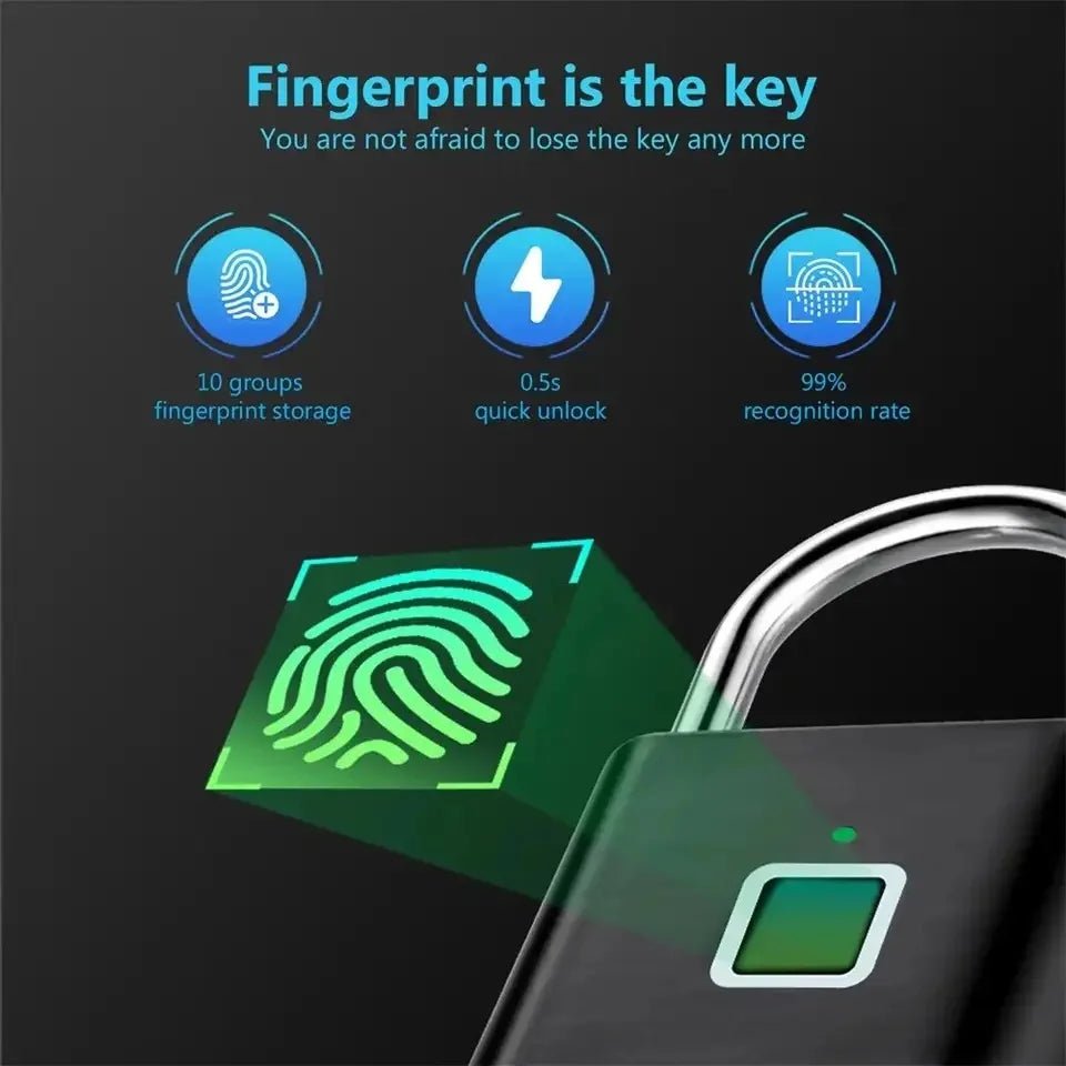 HEE RAK Keyless USB Charging Fingerprint Lock Smart Padlock Waterproof - PulsePlay Tech