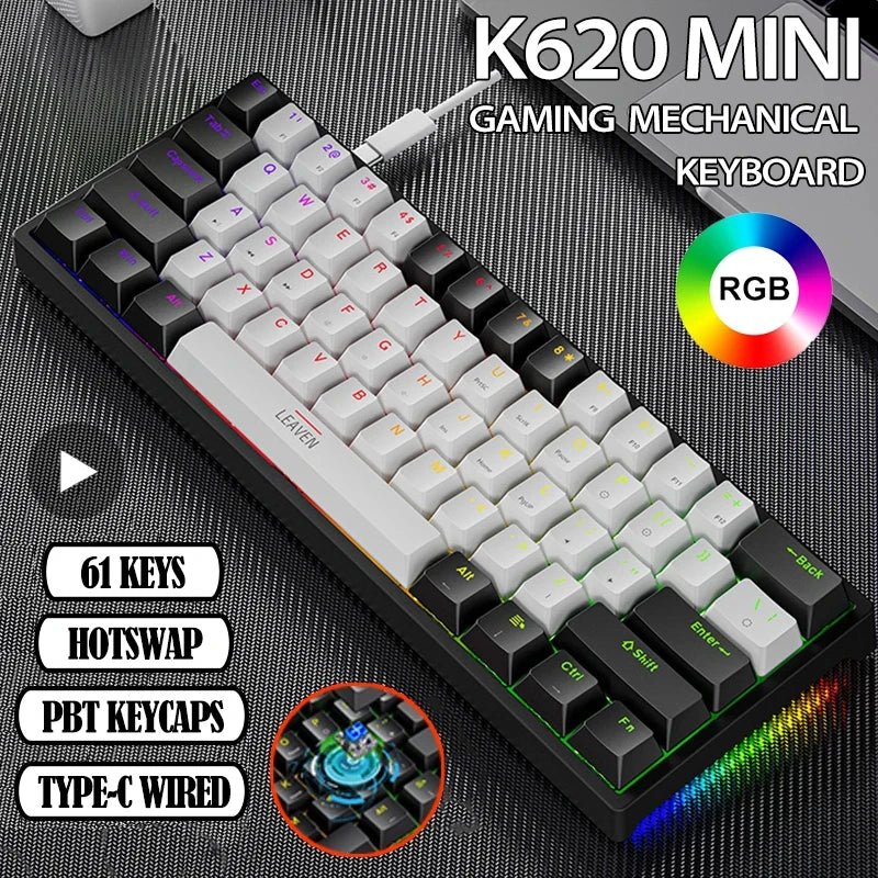 PulseKey K620: Mini RGB Backlit Mechanical Gaming Keyboard - PulsePlay Tech