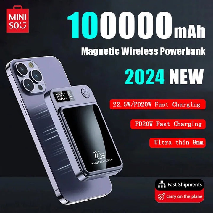 PulseMag: 100,000mAh Magnetic Wireless Power Bank - PulsePlay Tech