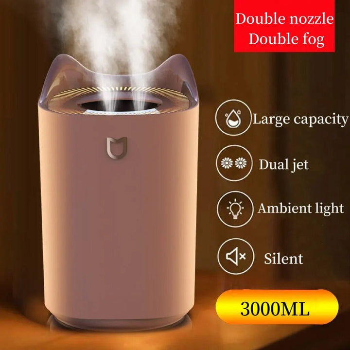 PulseMist Max: 3000ml Dual Jet Ultrasonic Air Humidifier - PulsePlay Tech