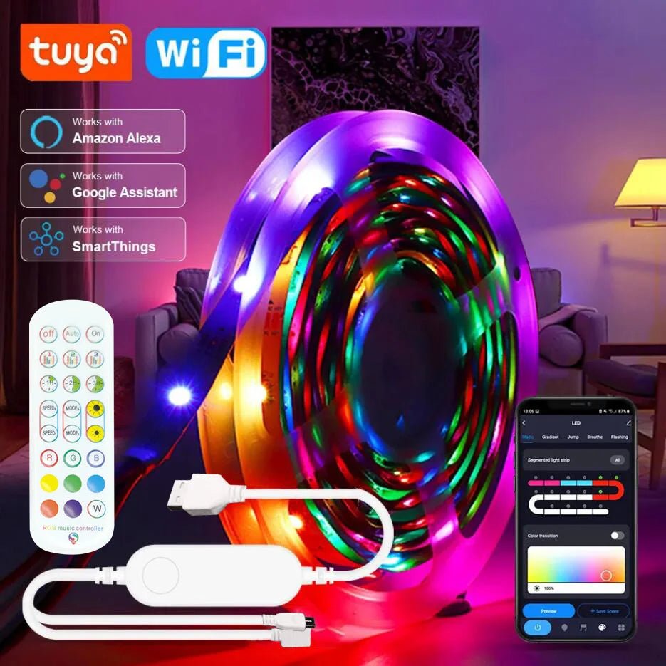 Smart 100FT USB LED Strip Lights - Color Changing 5050 - PulsePlay Tech